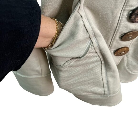 NEON Buddah Coconut Button Front Beige Cotton Jersey Jacket Size XS - Picture 8 of 12